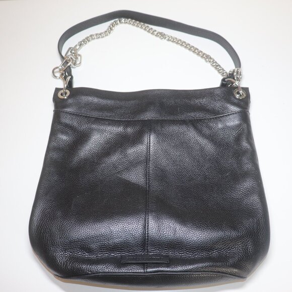 Vince Camuto Black Pebbled Leather Bucket Shoulder Bag Removable Chain Strap - Picture 1 of 16